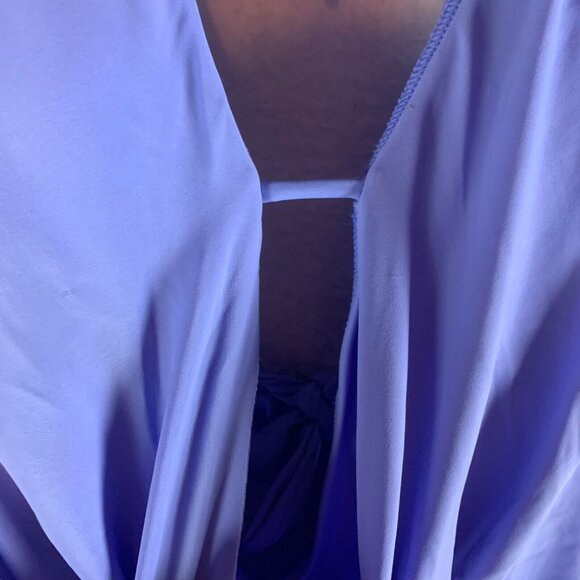 Bar III Women's Cowl Neck‎ Cutout Purple Halter Strap One-Piece Swimsuit Size M - Picture 3 of 11